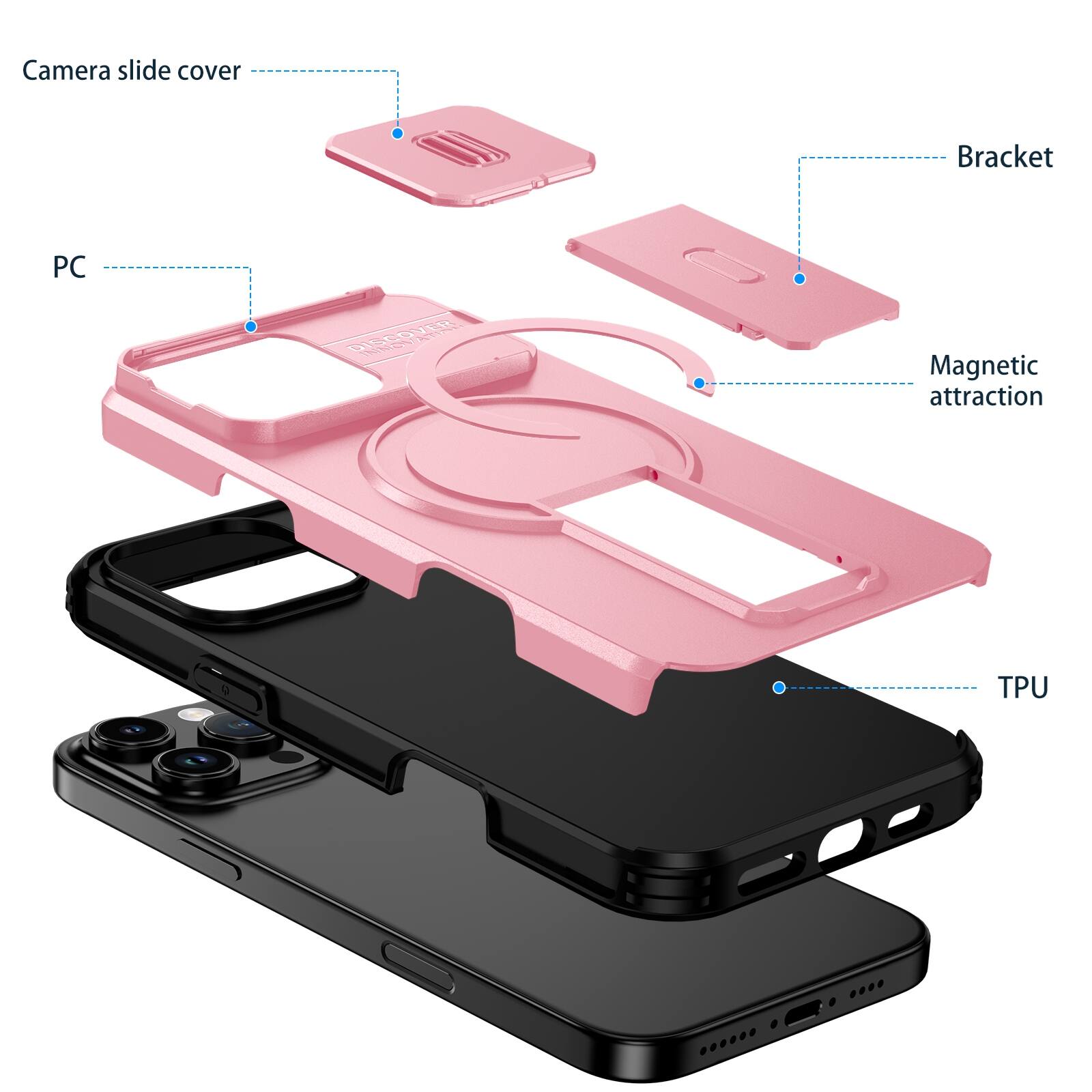 Camera slide cover  
Bracket  
PC  
Magnetic attraction  
TPU