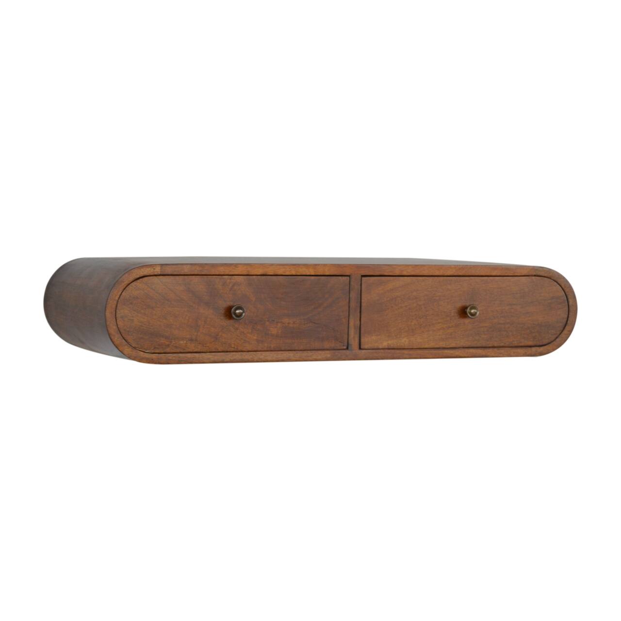 Left. Artisan Furniture - Artisan Furniture Solid Wood Floating Chestnut London Console, 2 Drawers, Dark Brown Color - Dark Brown.