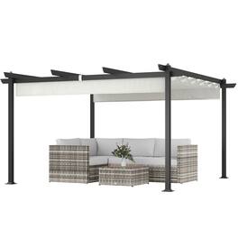 Outsunny - 13' x 13' Retractable Pergola Canopy with Stronger Aluminum Frame, Outdoor Pergola Sun Shade Shelter - White