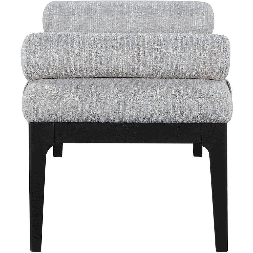 Alt View 3. Meridian Furniture - Priscilla Grey Linen Textured Fabric Bench - Grey.