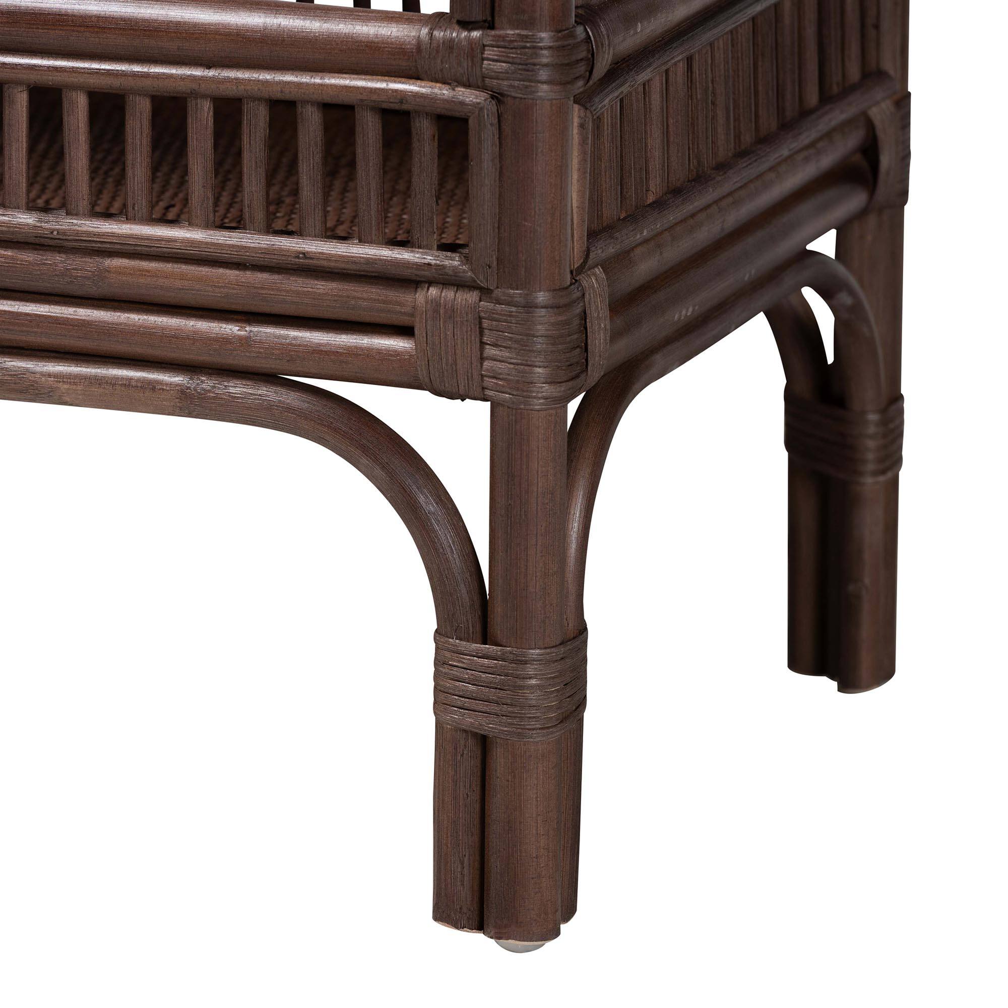 Alt View 1. bali & pari - Lombok Natural Rattan Console Table - Handwoven Wicker 2-Tier Accent Table with Raised Tray Top - Coffee Bean.