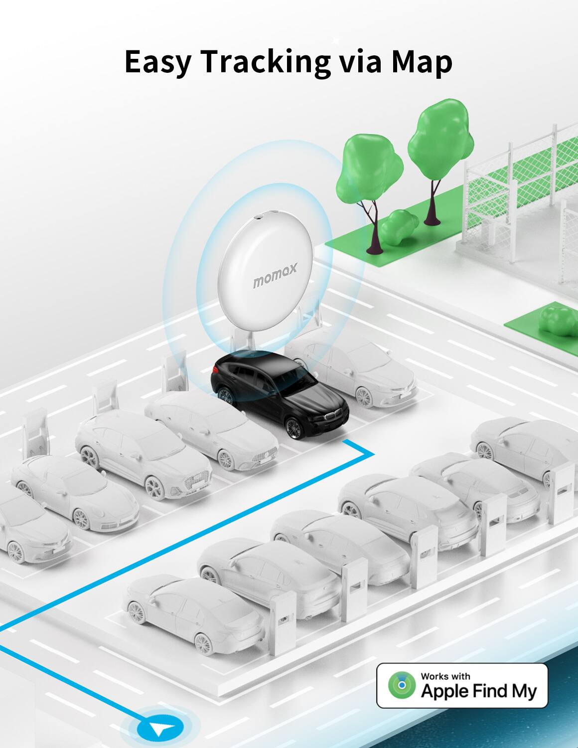 Easy Tracking via Map, momox, Works with Apple Find My
