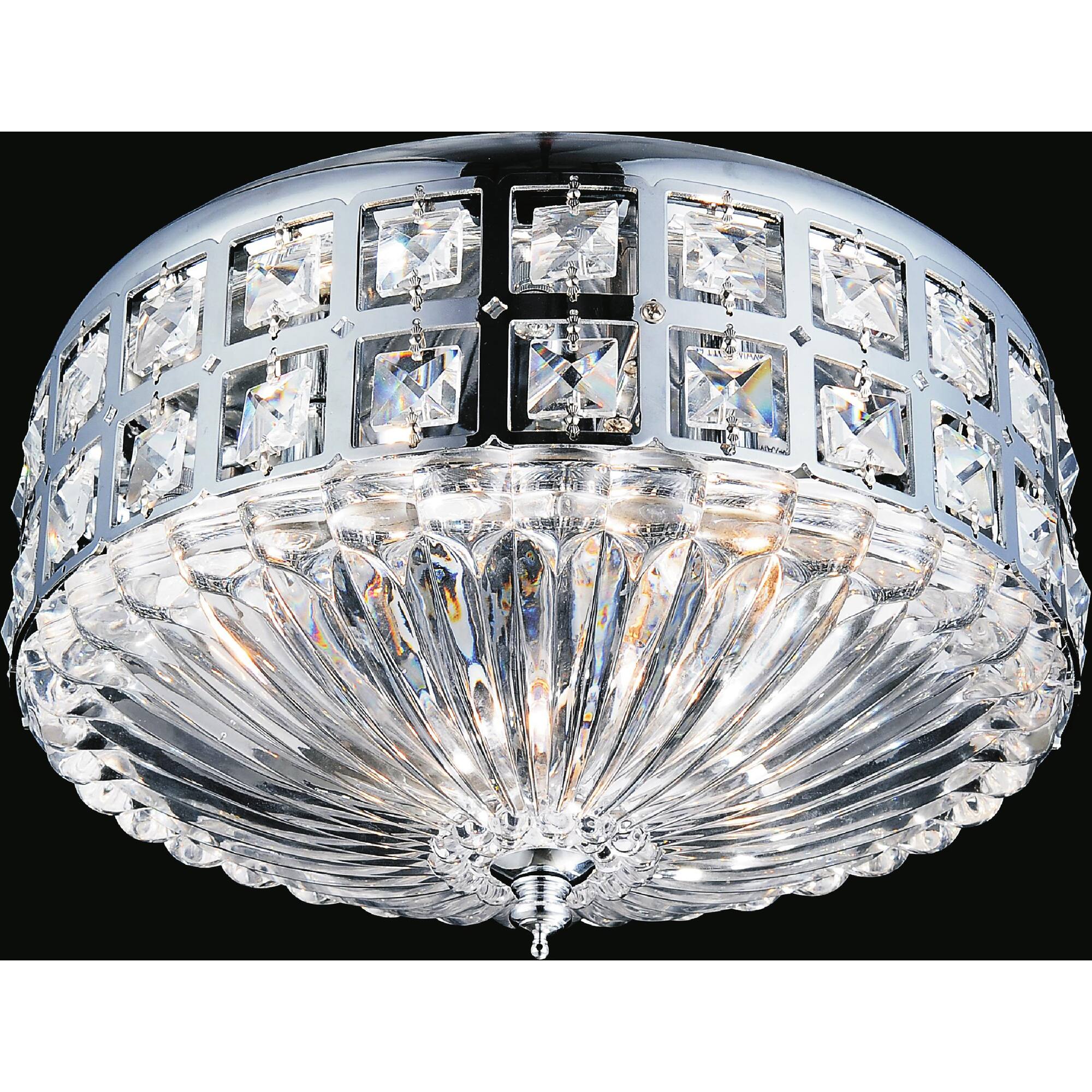 Front. CWI Lighting - Bloome 4 Light Bowl Flush Mount With Chrome Finish - Chrome.