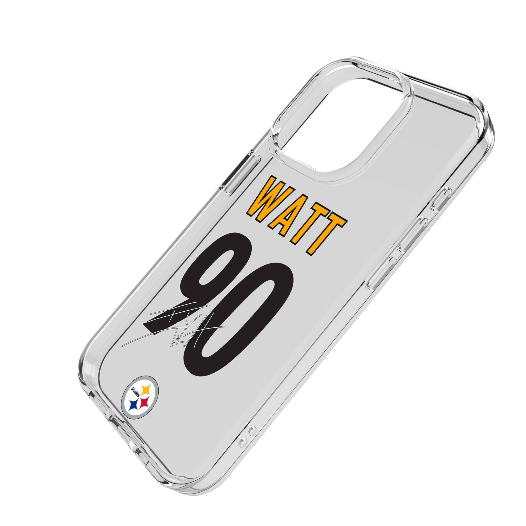 Alt View 1. Keyscaper - T.J. Watt Pittsburgh Steelers iPhone Clear Case - 14 - Multicolor.
