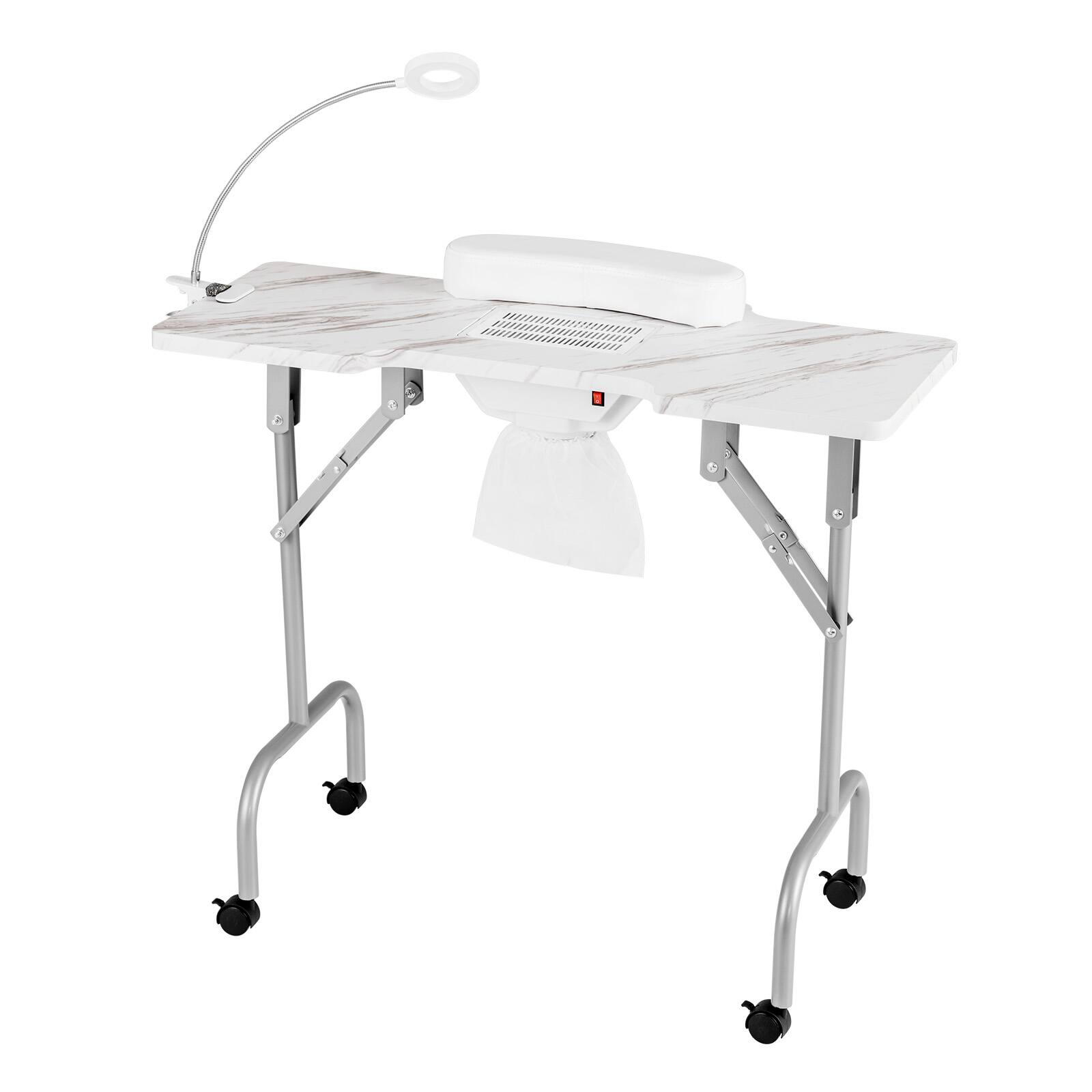 Alt View 2. SKONYON - Portable Manicure Table with Carry Bag Foldable Design Dust Collector and LED Lamp - White.