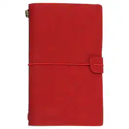 Unique Bargains - 1pc Vintage Retro PU Leather Notebook, Refillable Travel Journal Notebook for Diary Planner, Compact - Rose Red
