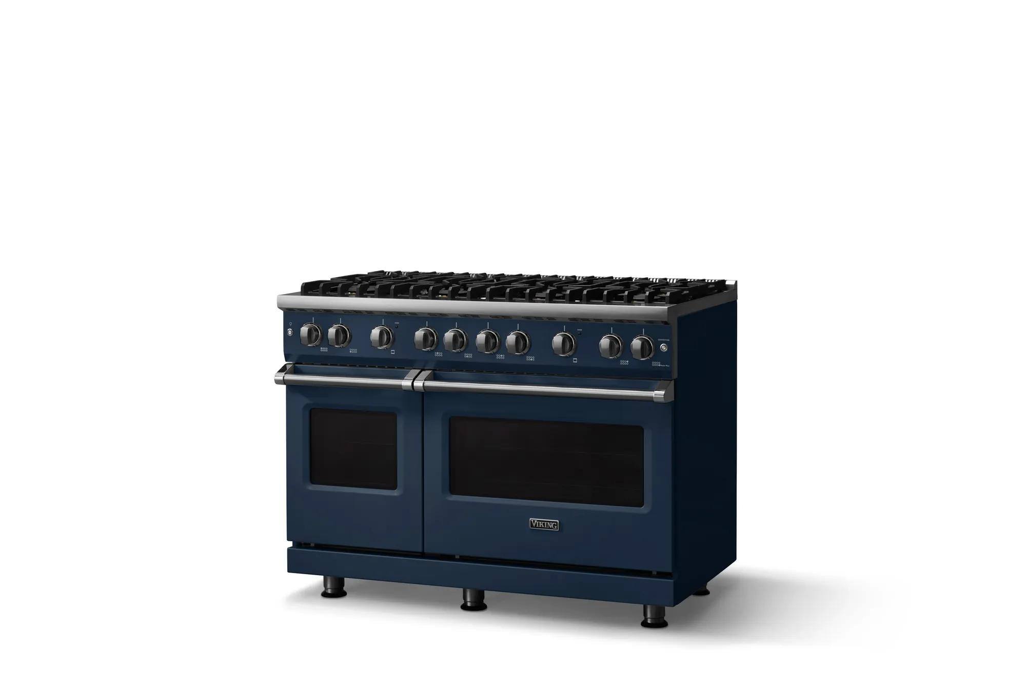 Angle. Viking - Pro 5 Series 6.1 Cu. Ft. Freestanding Sealed 8 Burner Gas Convection Range - Slate Blue - Slate Blue.