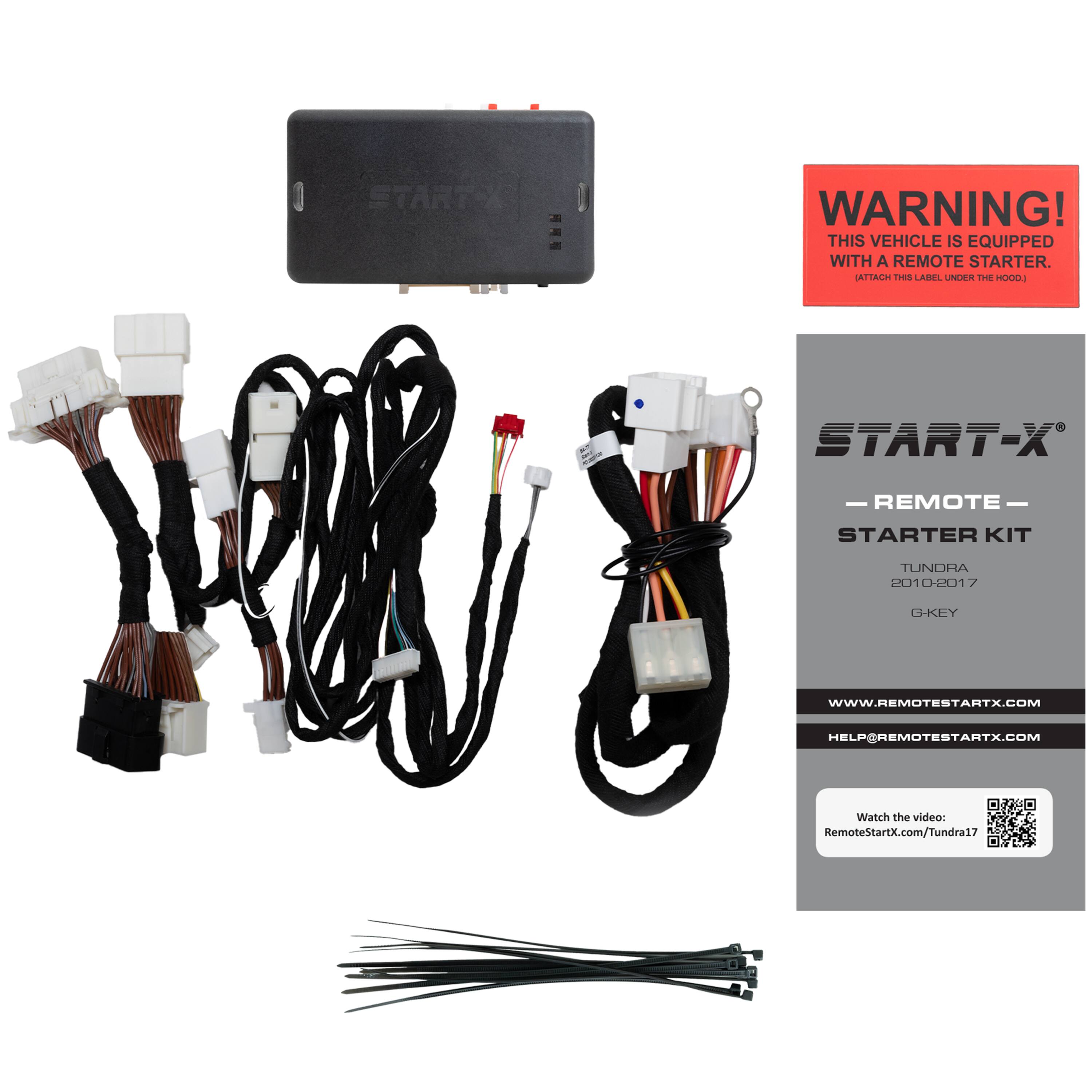 The text on the image is already grouped and correctly written. It reads:

STARTX WARNING! THIS VEHICLE IS EQUIPPED WITH A REMOTE STARTER. ATTACH Im LAMEL LALES T HOODS START-X - -REMOTE- STARTER KIT TUNDRA 2010-2011 GKEY WWW.HEMOTESTARTX.COM HELPEREMOTESTARTX.COM Watch the video: RemoteStartX.com/Tundra17
