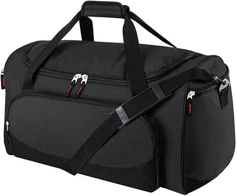 Front. Vulpecula Spade - Gym Bag for Men - 55L Black Durable Large Duffle Bag for Travel, Workout, Fitness & Sport - Black.