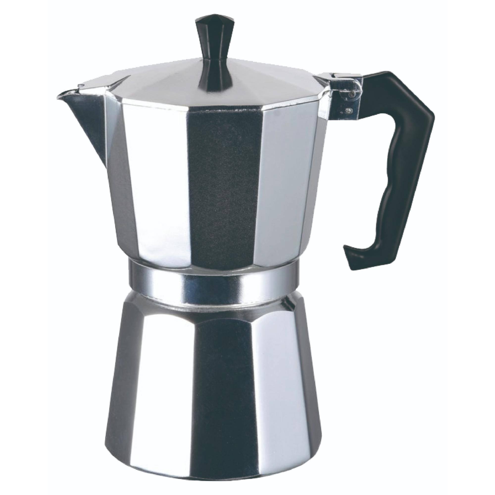 Front. J&V TEXTILES - Aluminum Coffee Maker - Silver.