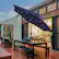 Alt View 8. Costway - 10' Solar LED Lighted Patio Market Umbrella Shade Tilt Adjustment Crank - Navy.