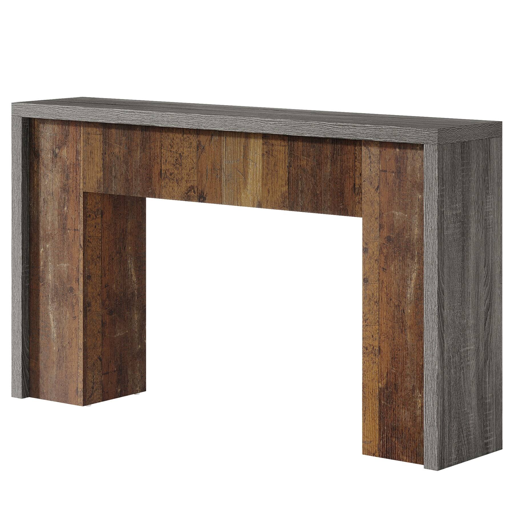 Front. Kadyn - Kadyn Wood Console Table, Stylish Entryway Table, Modern Sofa Table, Versatile Display Table, Brown & Gray, Brown - Brown.