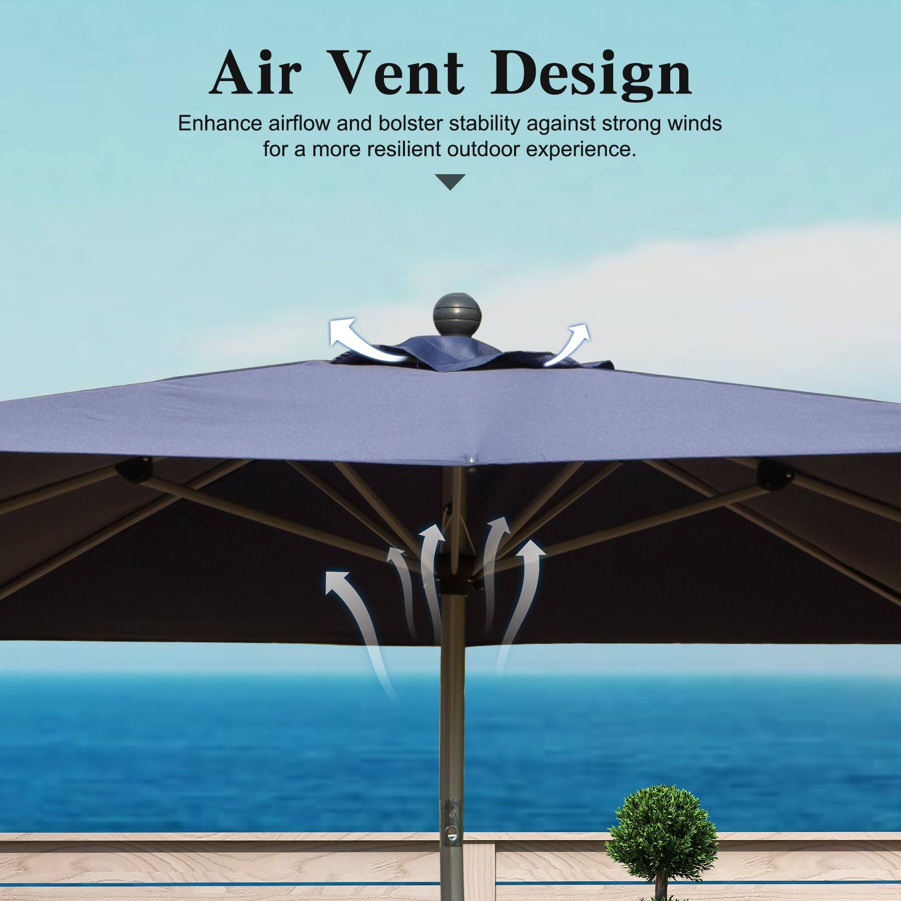 Air Vent Design  
Enhance airflow and bolster stability against strong winds for a more resilient outdoor experience.