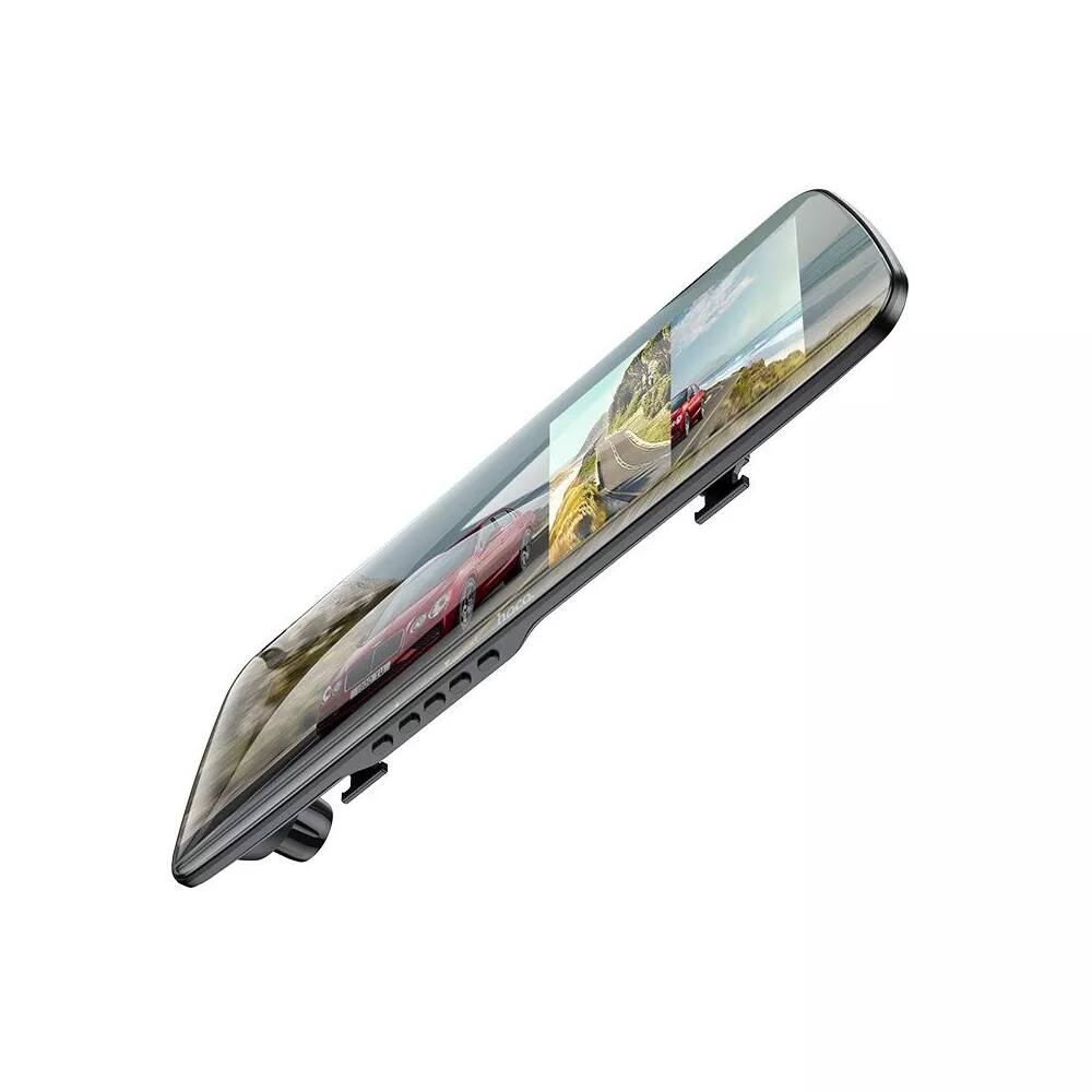 Angle. hoco. - Hoco. DV4 HD Dash Cam – Rearview Mirror Driving Recorder, 4.5" IPS Screen, Dual Front & Rear Recording, Waterproof - Black.