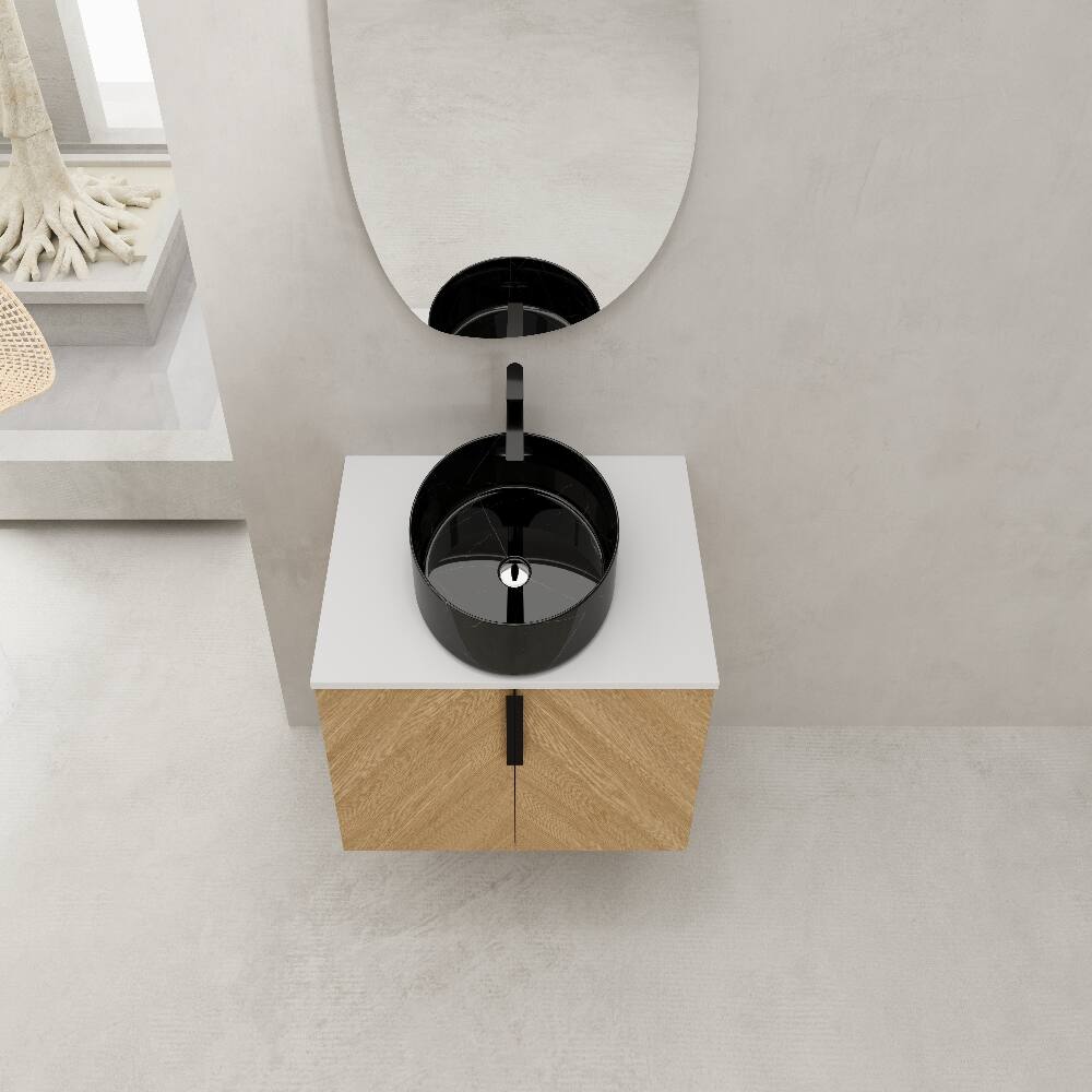 Alt View 1. Loheer - Loheer 30 inch bathroom vanity Wall Mounted Vanity with Artificial Stone Slab Light Oak - Light Oak.