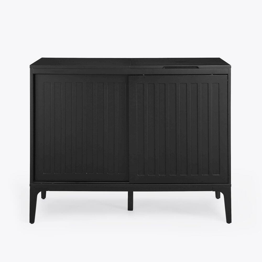Alt View 4. Crosley Furniture - Asher Large Record Player Cabinet With Vinyl Storage - Matte Black.