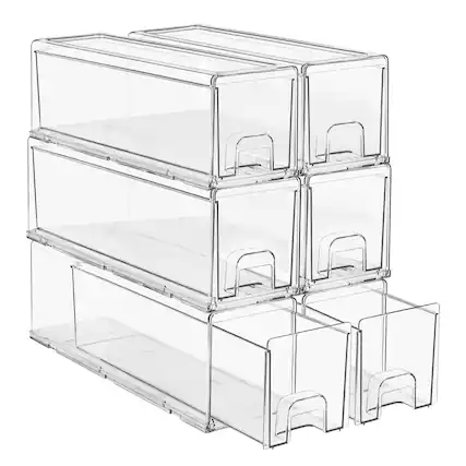 Front. Sorbus - Sorbus Clear Stackable Storage Drawers, 6-Pack Plastic Organizer Bins with Handles - Clear.