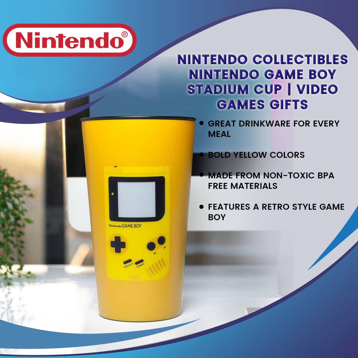 Nintendo NINTENDO COLLECTIBLES NINTENDO GAME BOY STADIUM CUP | VIDEO GAMES GIFTS

- GREAT DRINKWARE FOR EVERY MEAL
- BOLD YELLOW COLORS
- MADE FROM NON-TOXIC BPA FREE MATERIALS
- FEATURES A RETRO STYLE GAME BOY