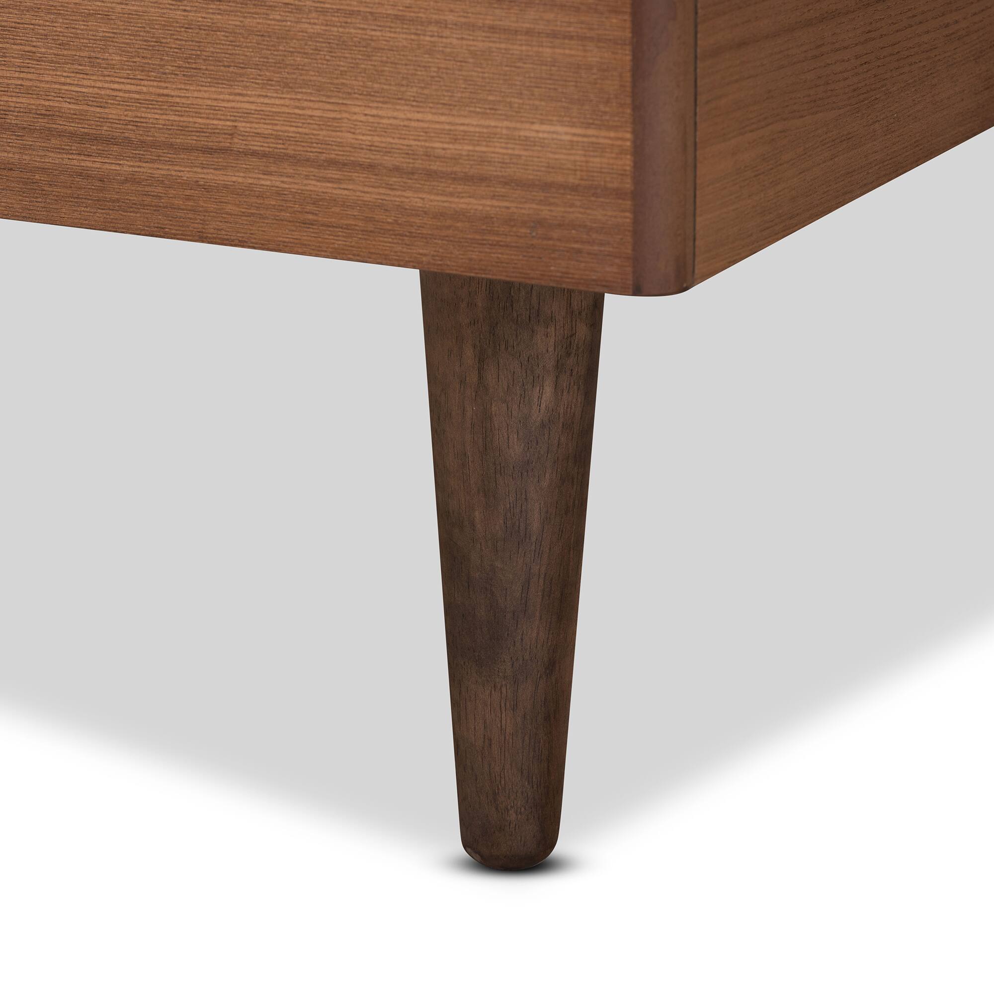 Back. Baxton Studio - Rina Mid-Century Modern Ash Walnut Finished Wood Twin Size Platform Bed Frame - Ash Walnut.