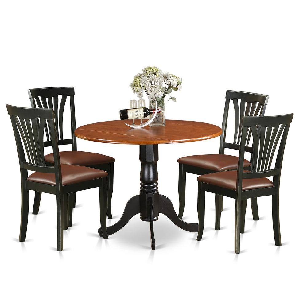 Back. East West Furniture - 5 PC Kitchen Table set-Dining Table and 4 Kitchen Chairs - Black & Cherry.