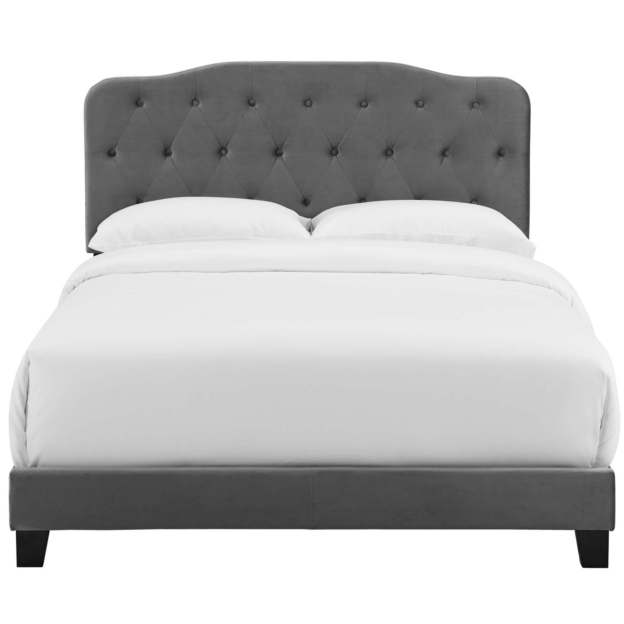 Alt View 1. Modway - Reign Performance Velvet Full Platform Bed Frame - Gray.