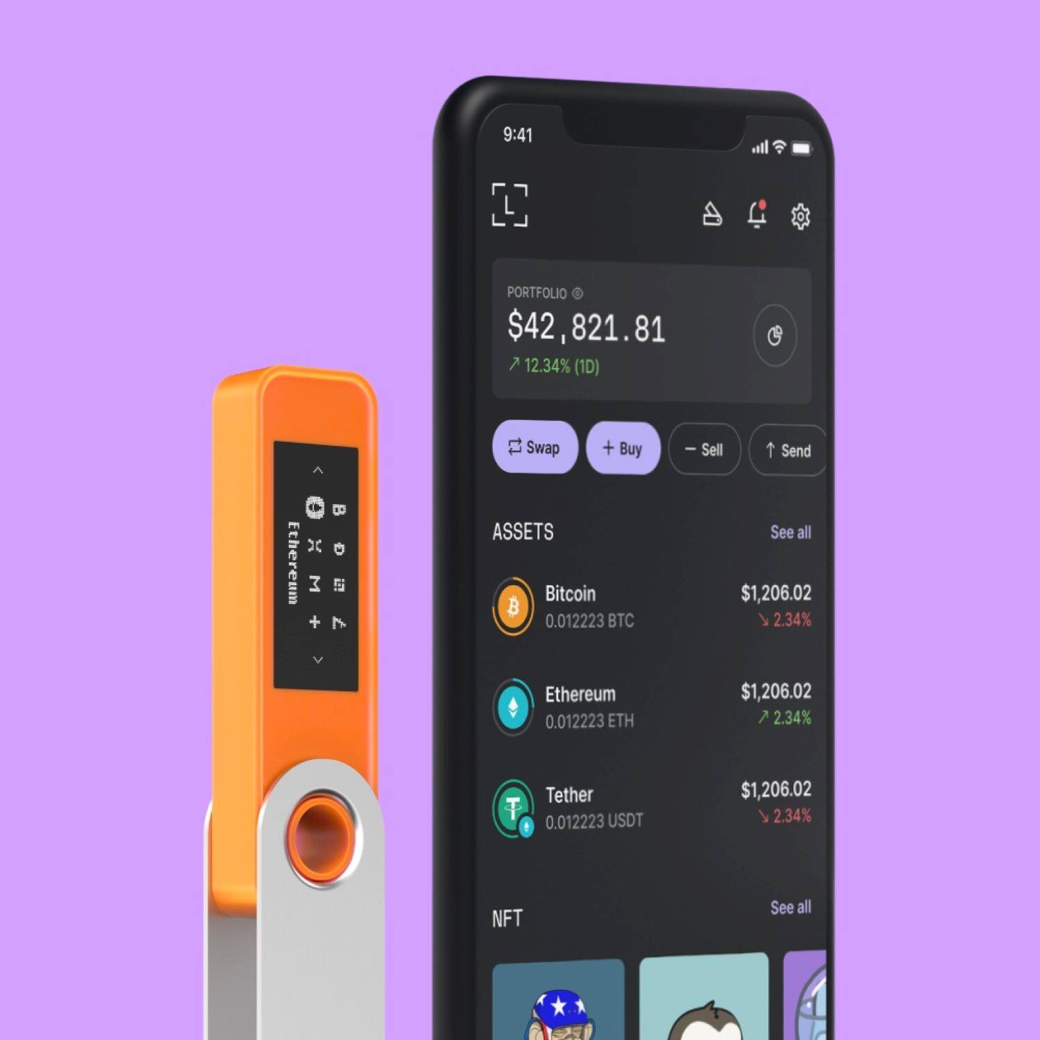 Alt View 16. Ledger - Nano S Plus Crypto Hardware Wallet - BTC Orange.