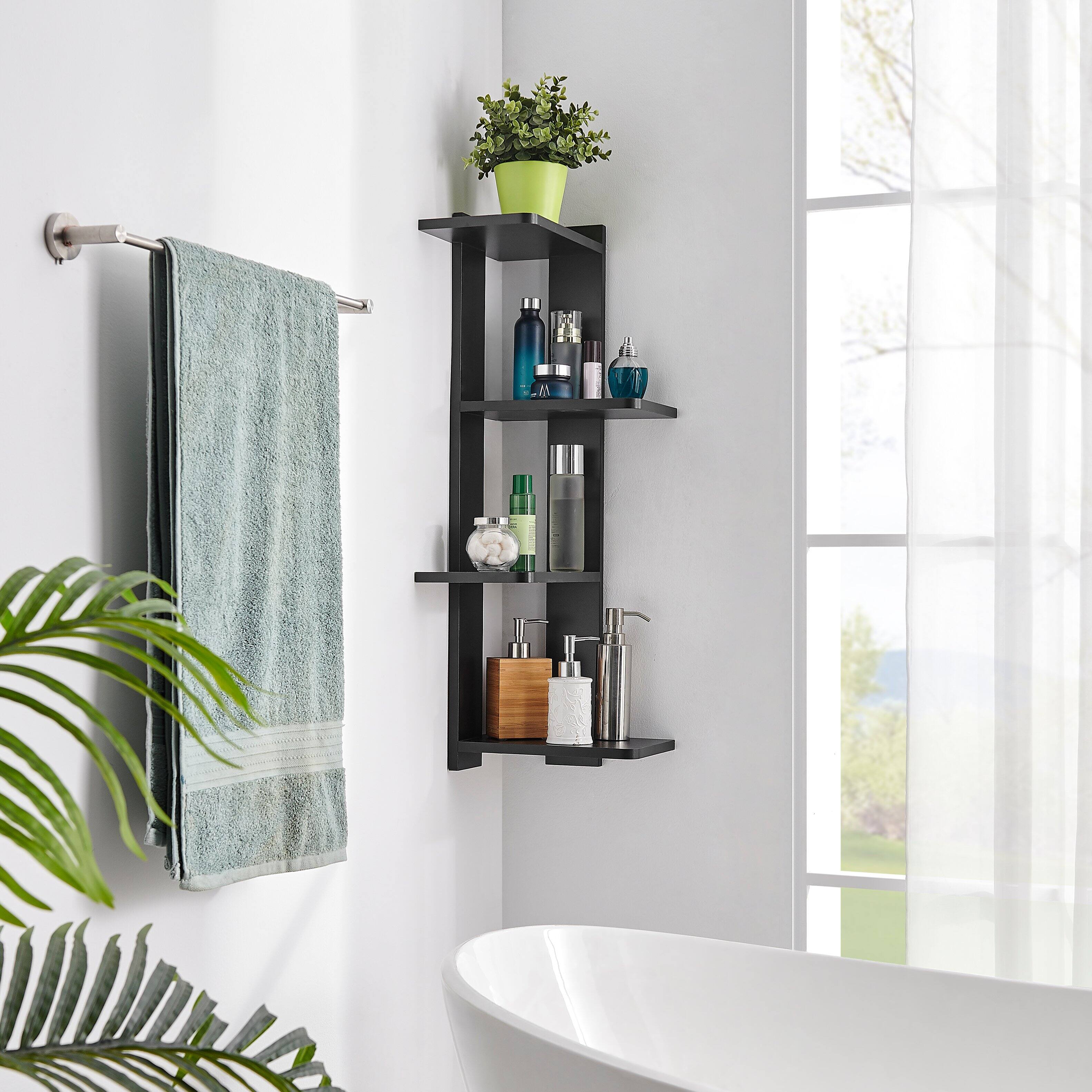 Alt View 1. Danya B - Alvar Corner 4-Tier Floating Ledge Column Wall Shelf - Black - Black.