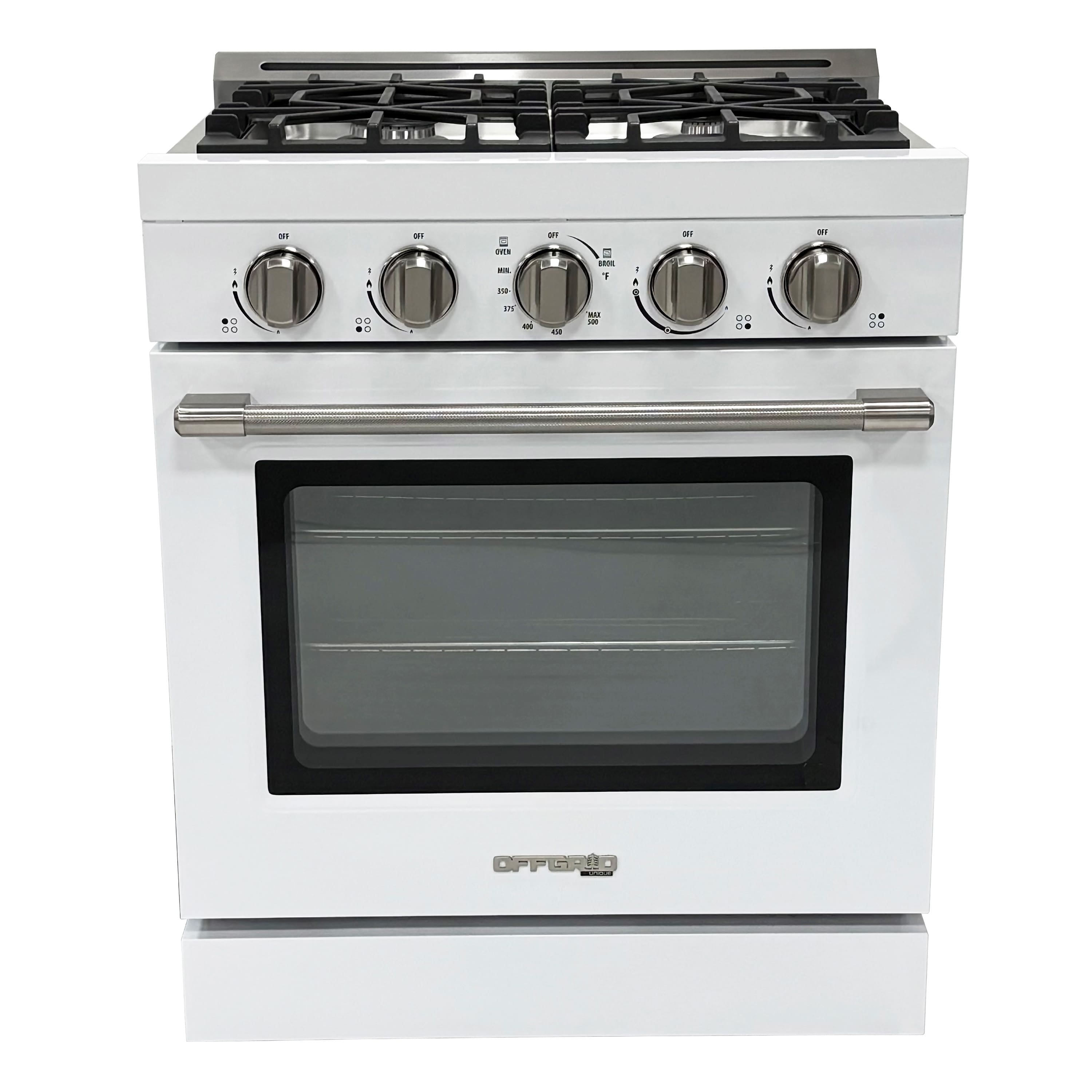 Off-Grid 30 in. Wide 4 Burner 5.1 Cu. Ft. Freestanding LP Gas Range with Waist-High Broiler and Manual Clean Front