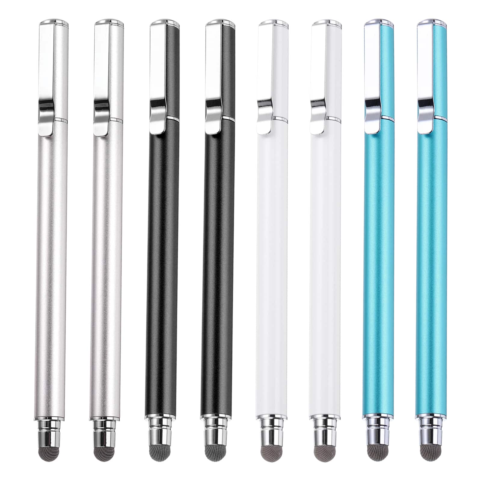 Unique Bargains - 8pcs Stylus Pens for Touch Screens Universal Capacitive Stylus Pencil Sensitivity for Phone Tablet Touch Screen Device - Black Sky Blue Silver White