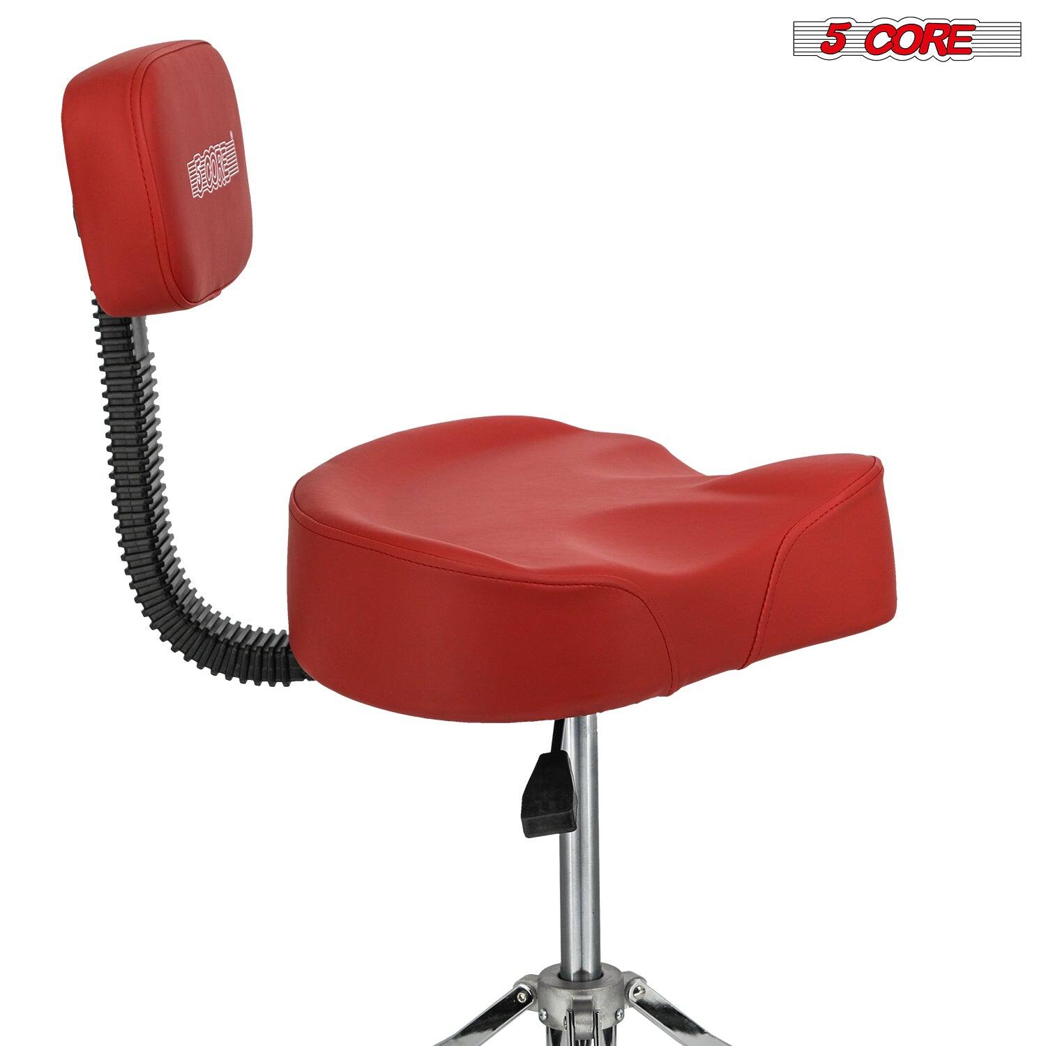 Alt View 8. 5 CORE - 5Core Drum Throne 4" Cushion Padded Stool w Backrest Airlift Height Adjustable Chair w 441Lb Capcity - Red.