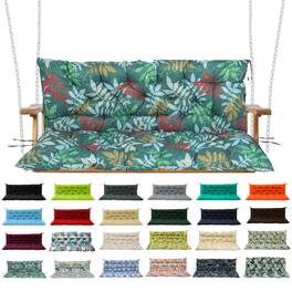 Chateau Abodes - Outdoor Replacement Seat Cushions for 2-3 Person Swing & Bench, Waterproof Sofa Pads with Backrest for Patio Furniture - Green Flowers-40x71.1in