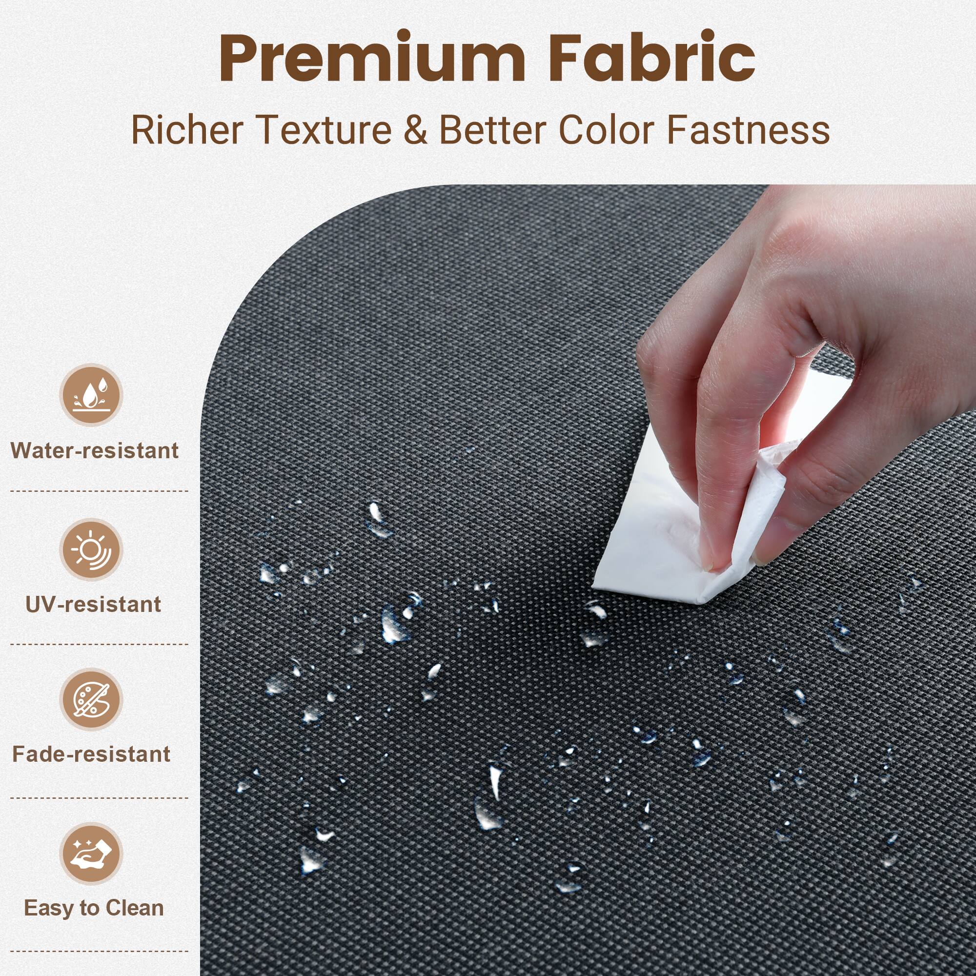 Premium Fabric  
Richer Texture & Better Color Fastness  

- Water-resistant  
- UV-resistant  
- Fade-resistant  
- Easy to Clean