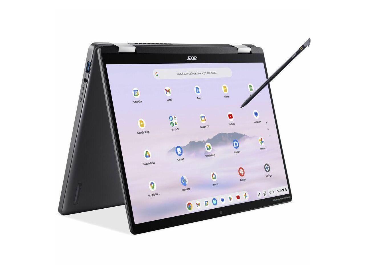 acer Search your settings files apps and more... Calendar Gmail Docs Slides Google Keep My stuff Google TV YouTube Google Drive Cursive Google Meet Camera Photos Translate Maps Settings Oct 02:30 PM