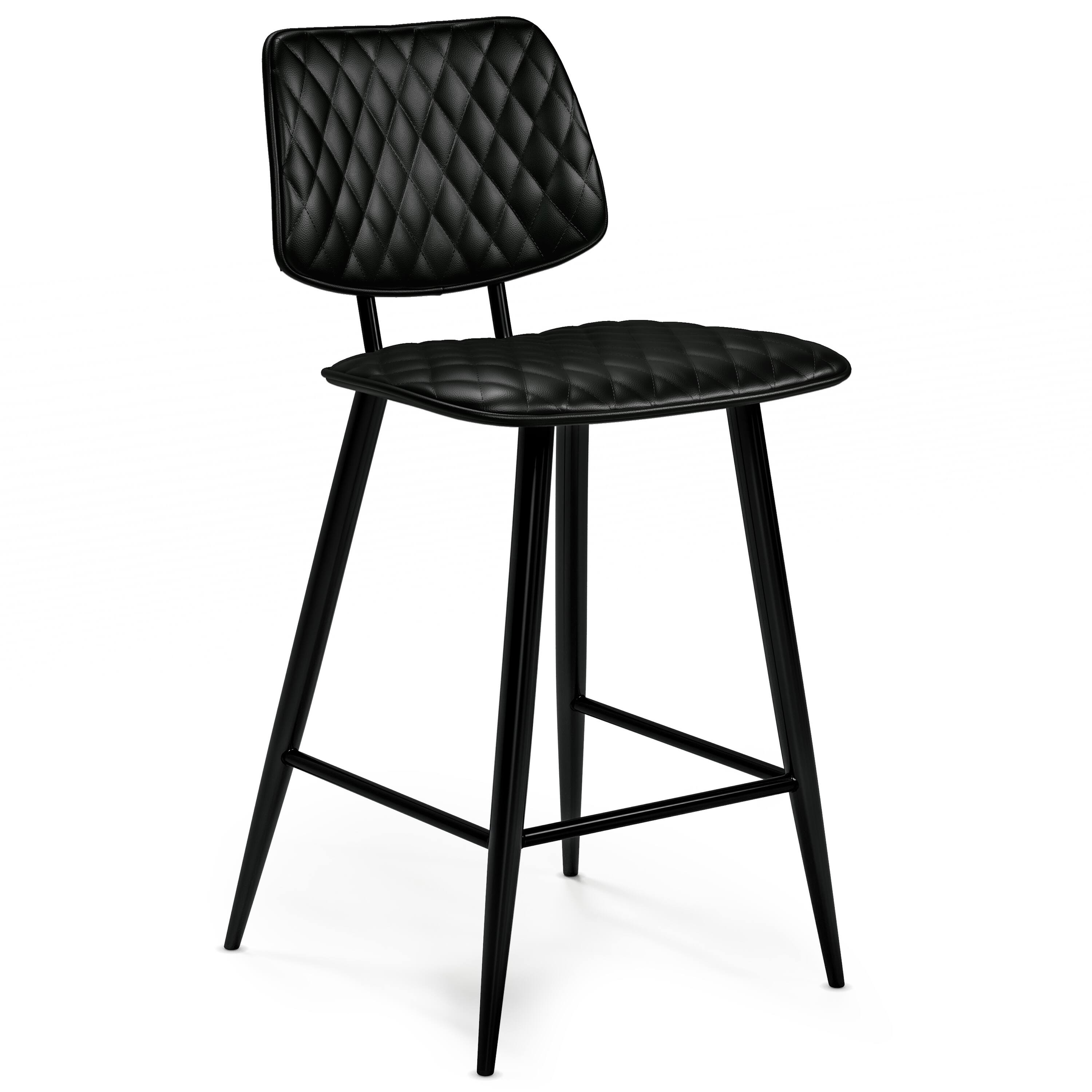 Alt View 2. Simpli Home - Raya Contemporary 16 inch Counter Height Stool (Set of 2) in Black Vegan Faux Leather - Black.