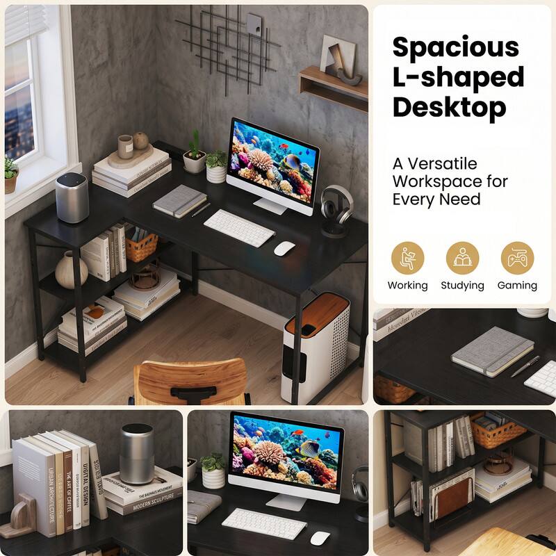 Spacious L-shaped Desktop  
A Versatile Workspace for Every Need  
Working Studying Gaming  

URBAN ARCHITECTURE  
BORRIR THE MT DE CEEL SON  
UIDITAL FRLBS AL OHIL  
DESIGN S DA SCULPTURE MODERN