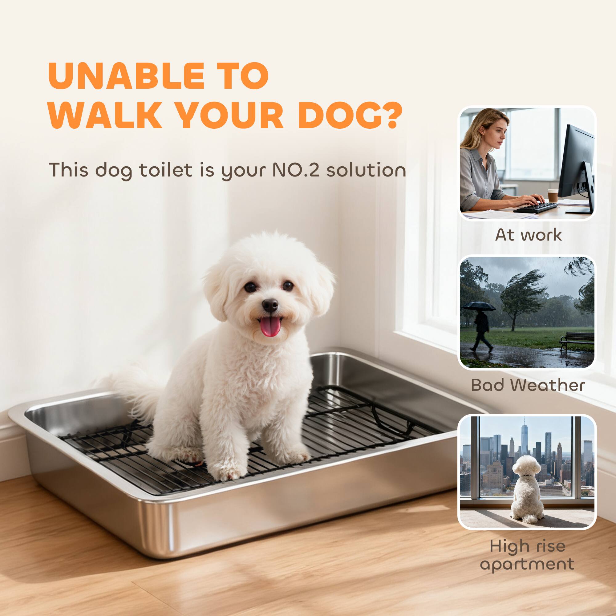 UNABLE TO WALK YOUR DOG?

This dog toilet is your NO.2 solution

- At work
- Bad Weather
- High rise apartment