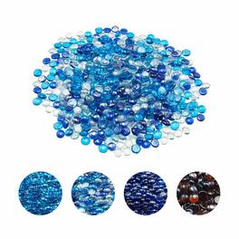 VEVOR - Fire Glass, 10LBS / 4.5KG Smokeless & Fireplace Rocks, 3/4-Inch / 19.05 mm Reflective Firepit Glass Beads - Cobalt Blue + Sea Blue + Transparent