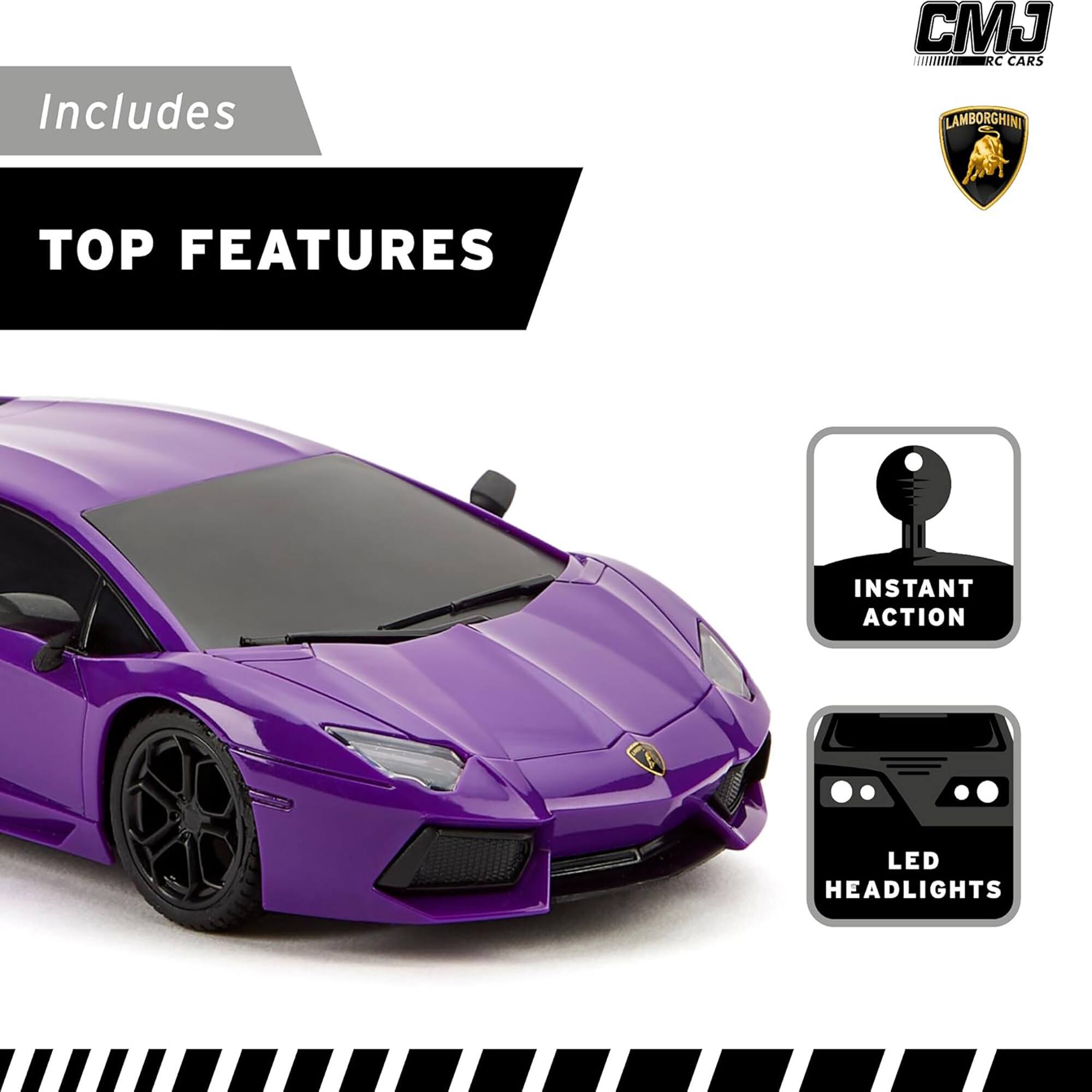 Includes CJ RC CARS LAMBORGHINI TOP FEATURES INSTANT ACTION LED HEADLIGHTS
