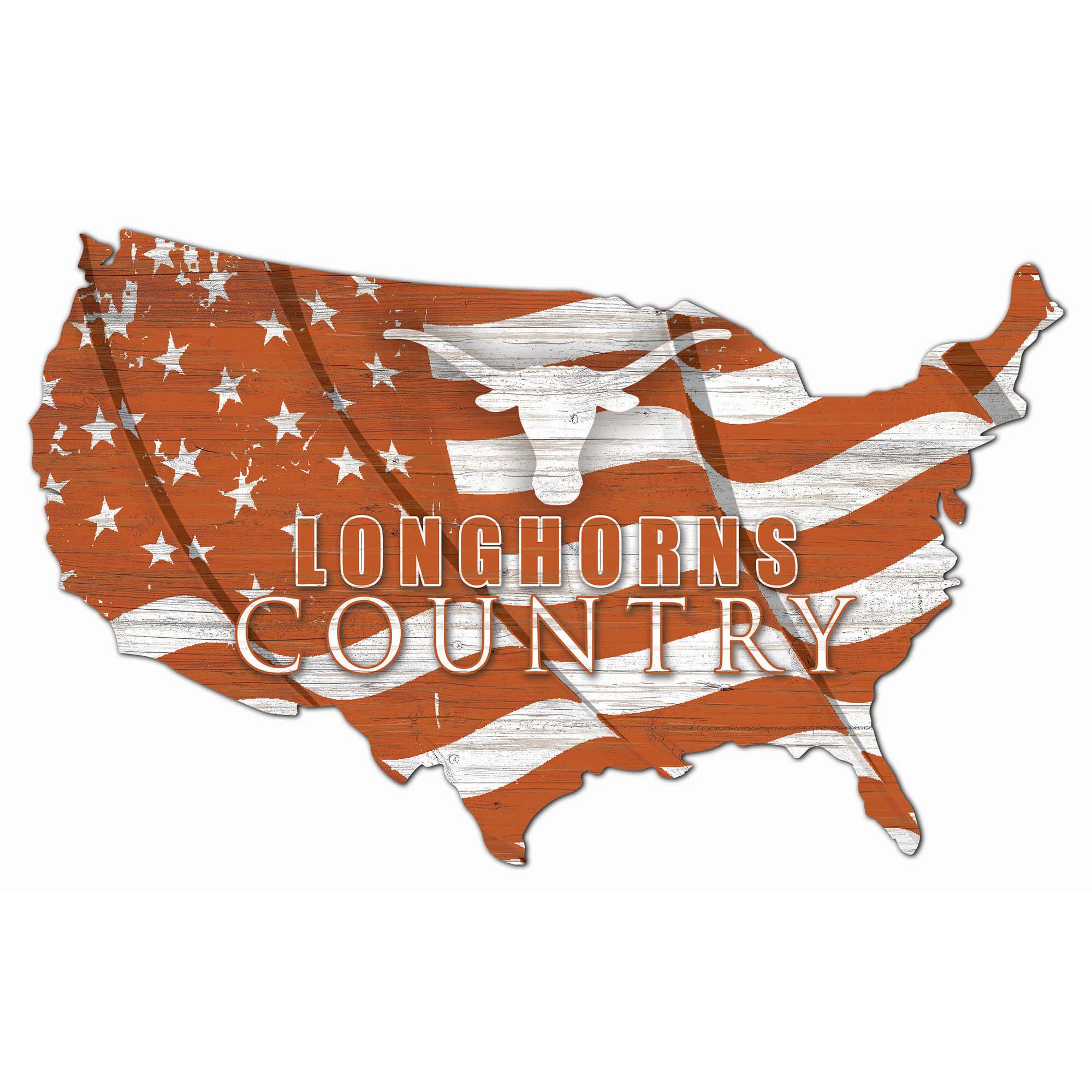 Texas Longhorns USA Flag Cutout Sign