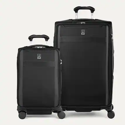 Front. Travelpro - Travelpro Versapack + Softside Carry-On & Large Spinner Luggage Set - Black.