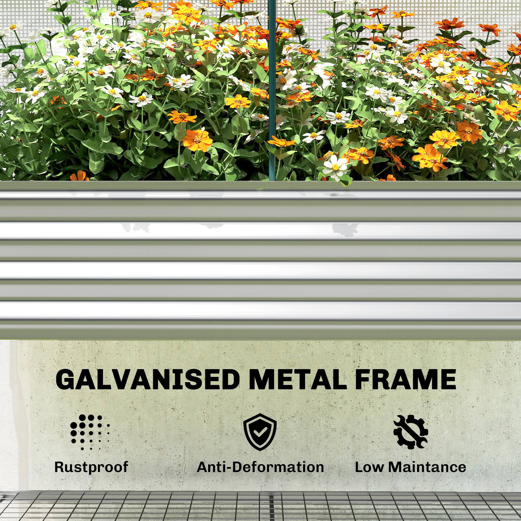 GALVANISED METAL FRAME  
Rustproof  
Anti-Deformation  
Low Maintenance