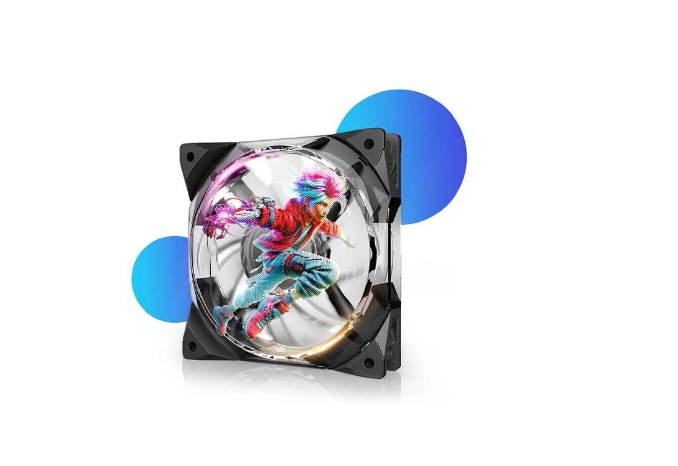 Left. Dynatron - HoloFan 120mm Case Fan, 103 mm Display Dimension, 300 x 49 dpi Resolution - Black.