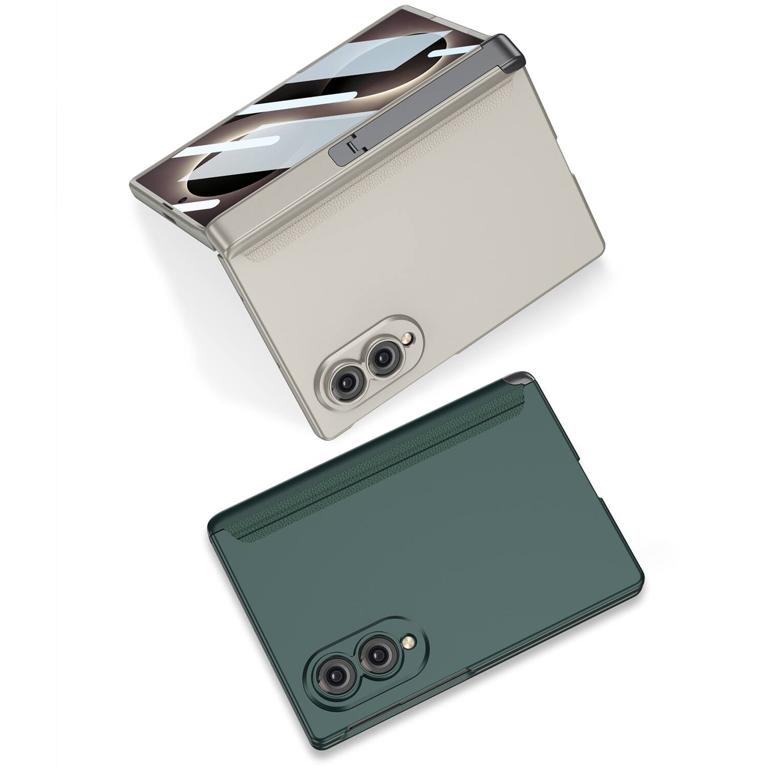 Alt View 5. Dteck - for Samsung Galaxy Z Fold8 Full-Body Case with Hinge Protection,Built-in Screen Protector,Shock-absorbent Hard PC Cover - Gray.