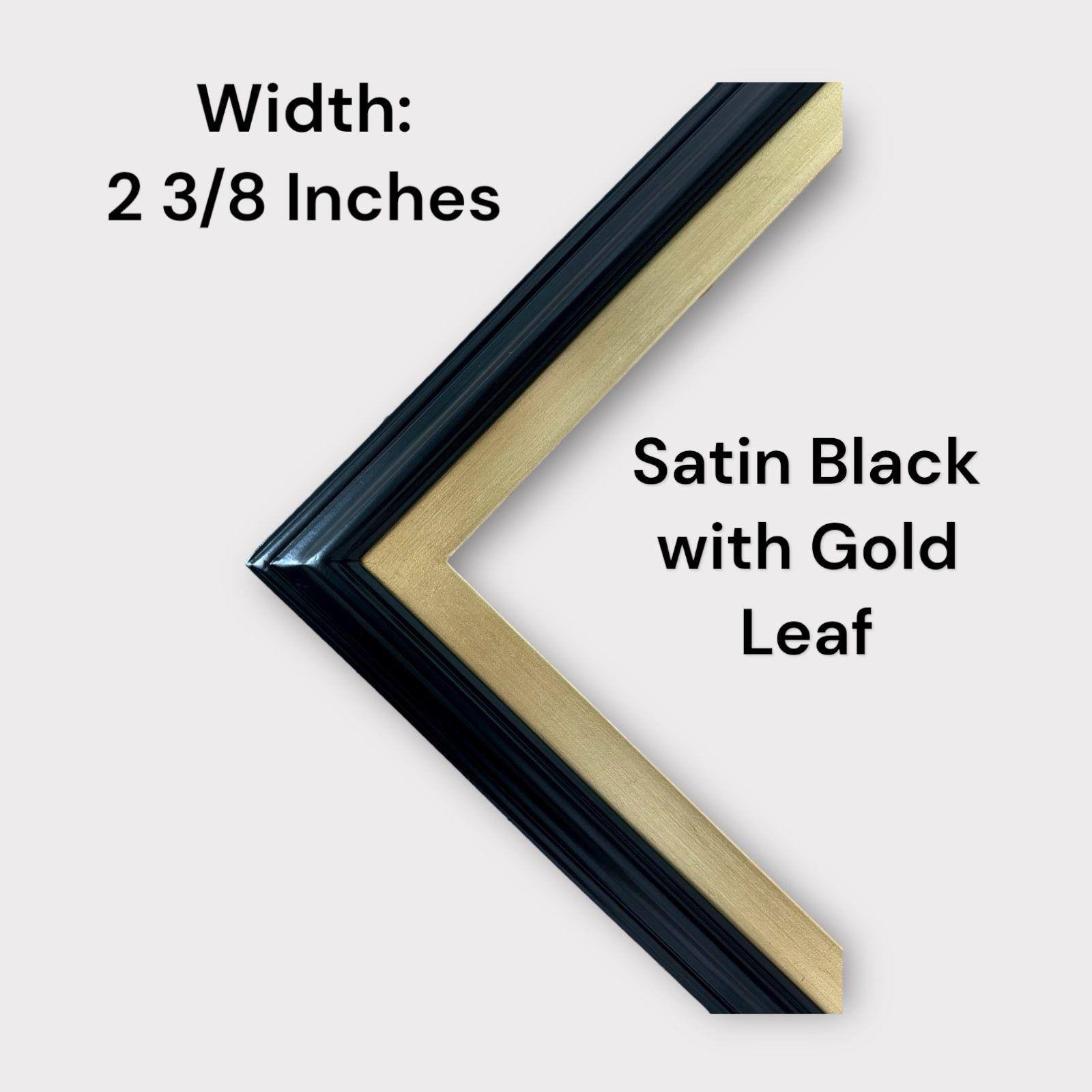 Width: 2 3/8 Inches  
Satin Black with Gold Leaf