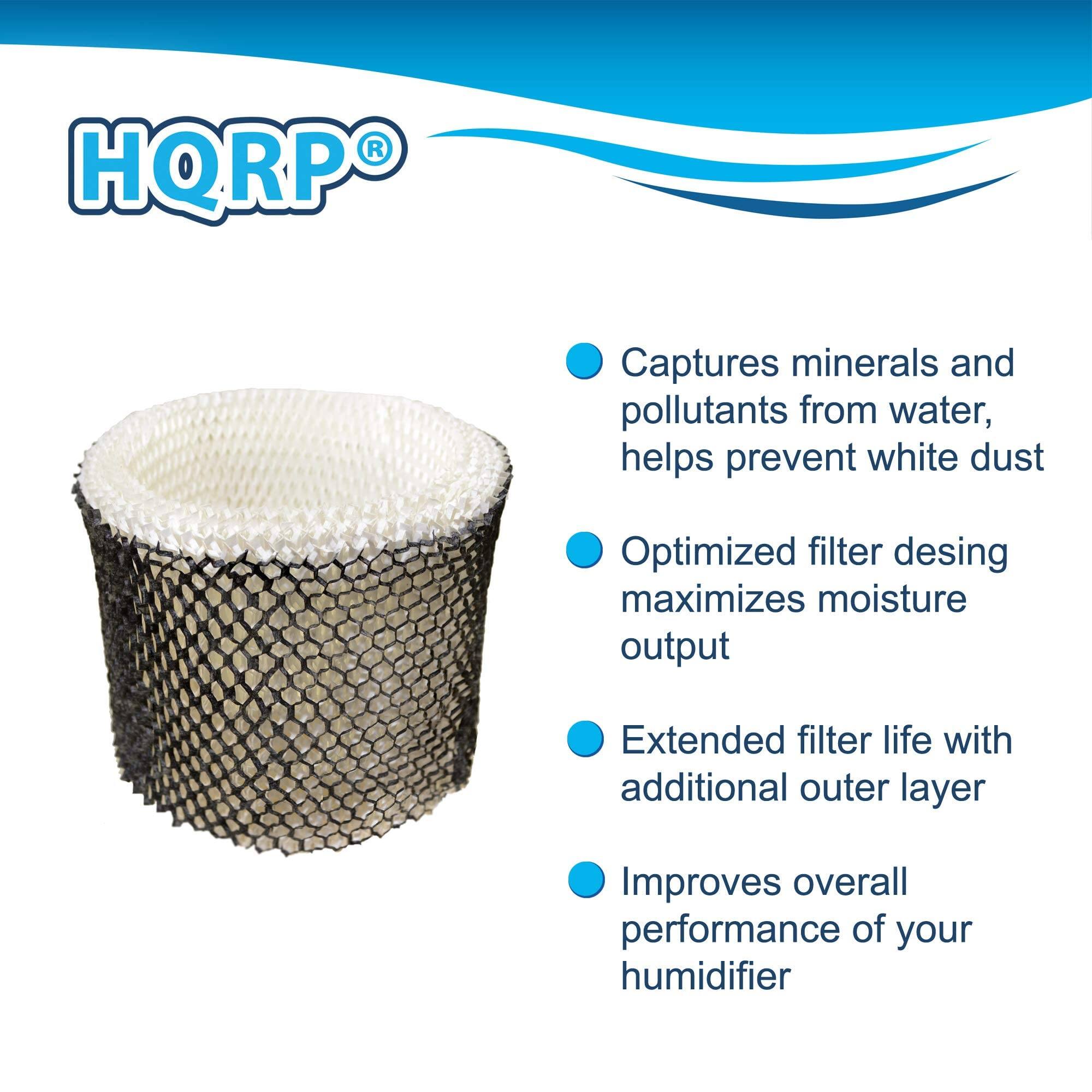 HQRP Captures minerals and pollutants from water, helps prevent white dust  
Optimized filter design maximizes moisture output  
Extended filter life with additional outer layer  
Improves overall performance of your humidifier