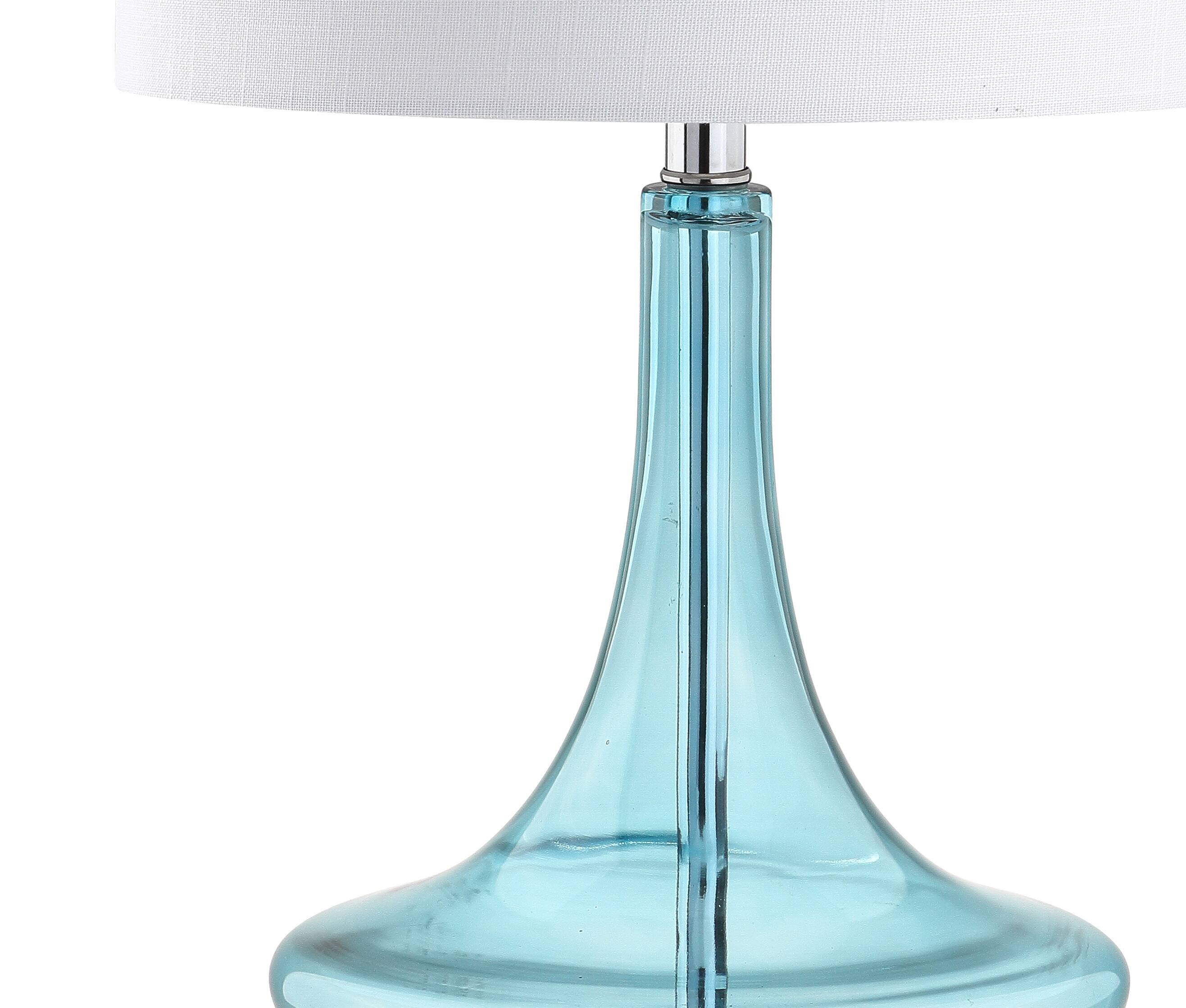 Alt View 6. Jonathan Y - Cecile 25.5" Glass Teardrop LED Table Lamp, Aqua/Chrome (Set of 2) - Aqua.