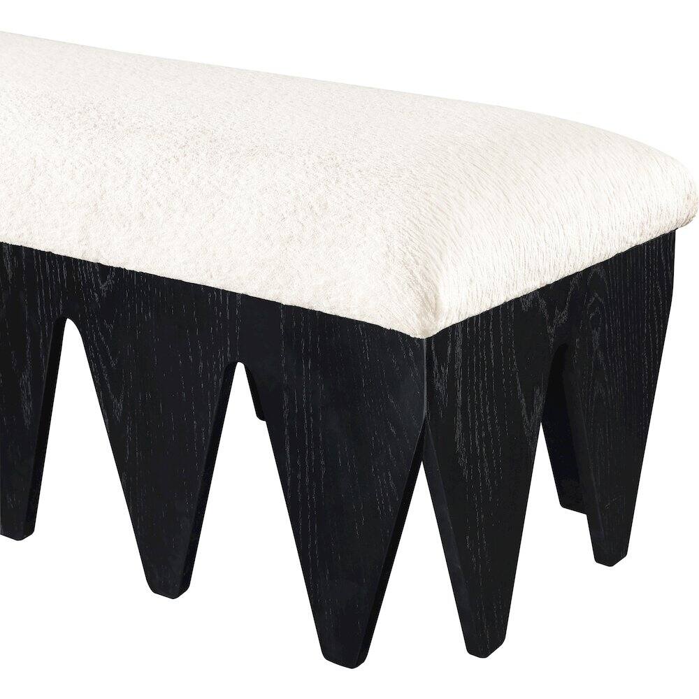Alt View 4. Meridian Furniture - Altair Cream Velour Fur Fabric Bench - Beige.