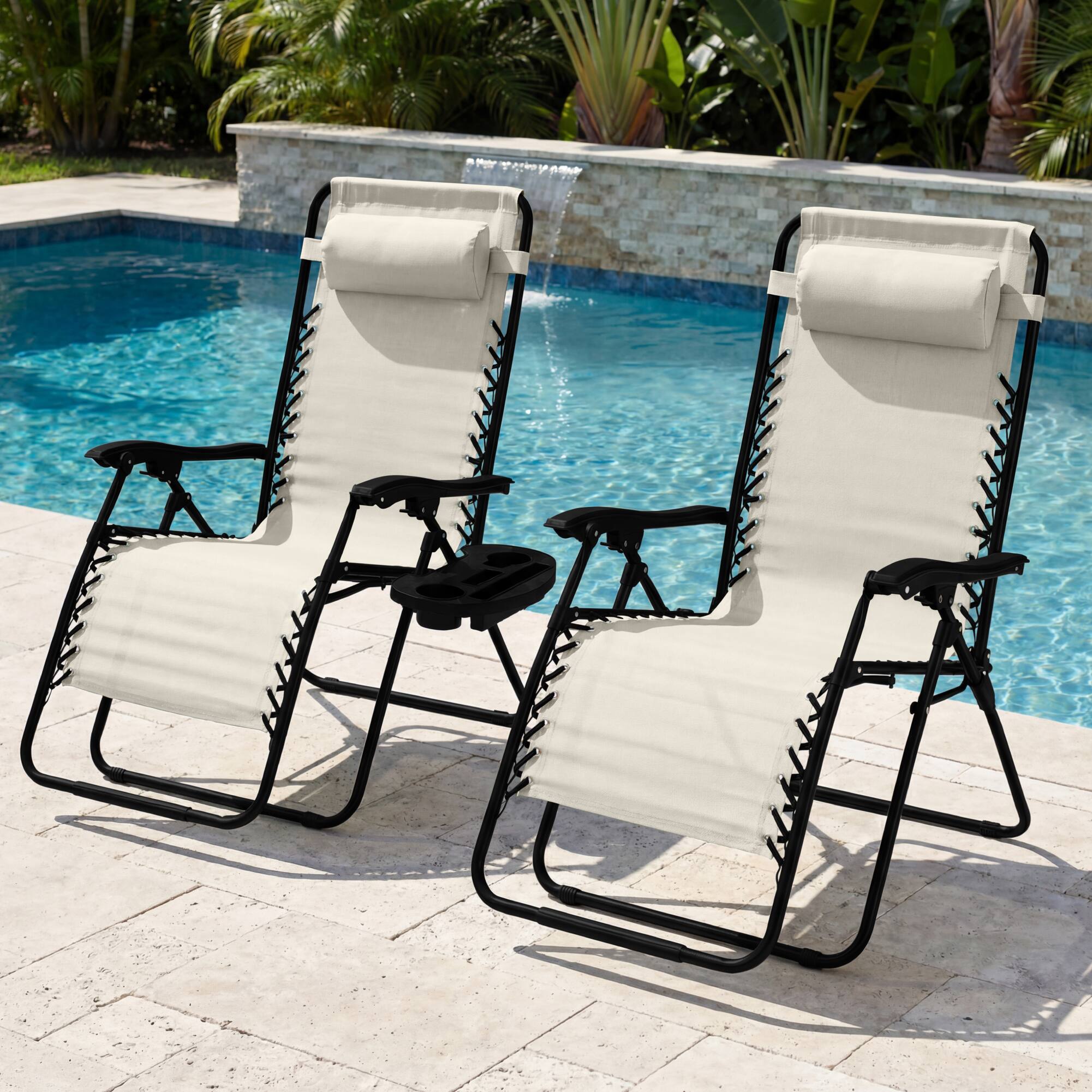 Alt View 3. Best Choice Products - Best Choice Products Set of 2 Extra Wide Zero Gravity Lounge Chair Recliners w/ Cup Holder - Ivory - Ivory.