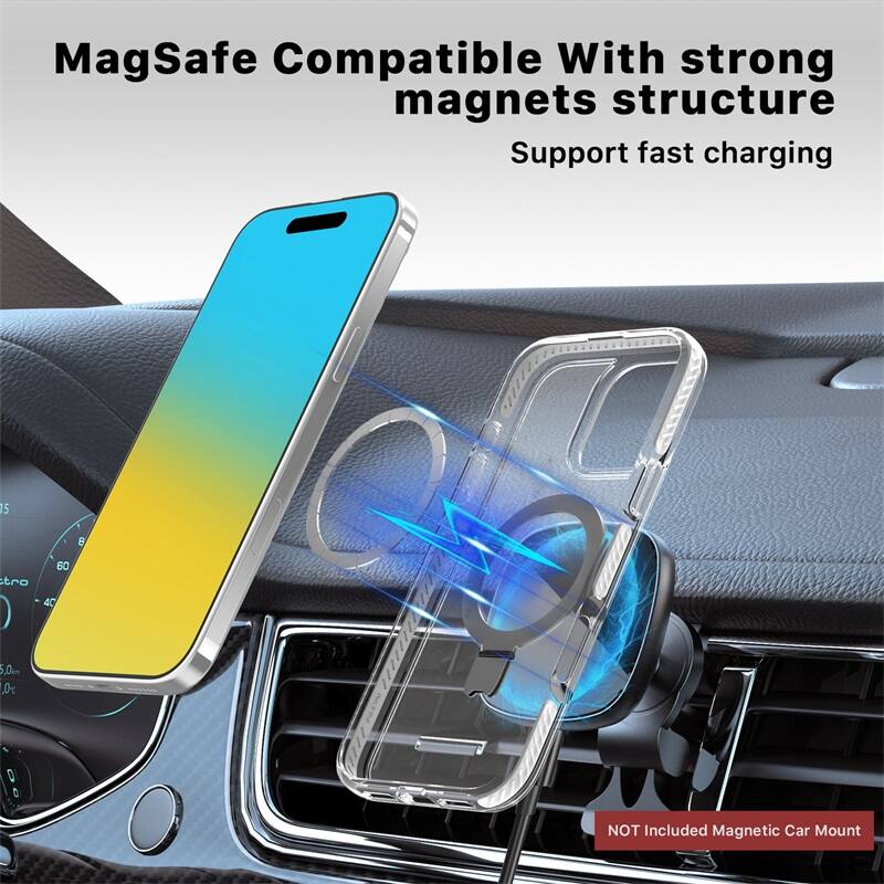 MagSafe Compatible With strong magnets structure Support fast charging NOT Included Magnetic Car Mount