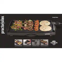 Proctor Silex - Plastic Nonstick Surface Electric Griddle 200 sq in - Black